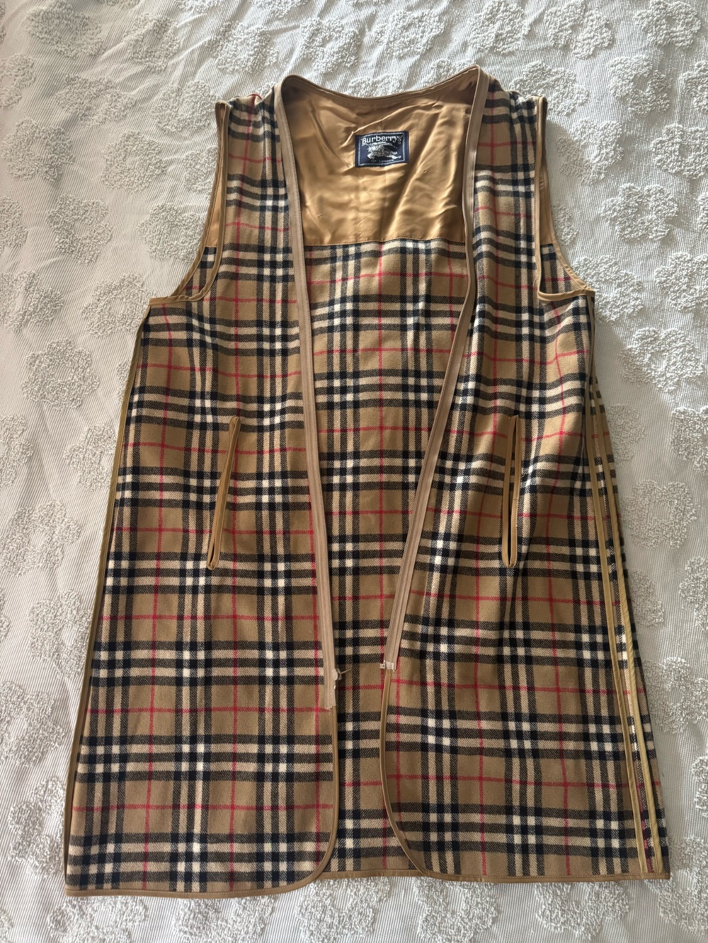 Burberry Tan Black Red Plaid Girls Vest